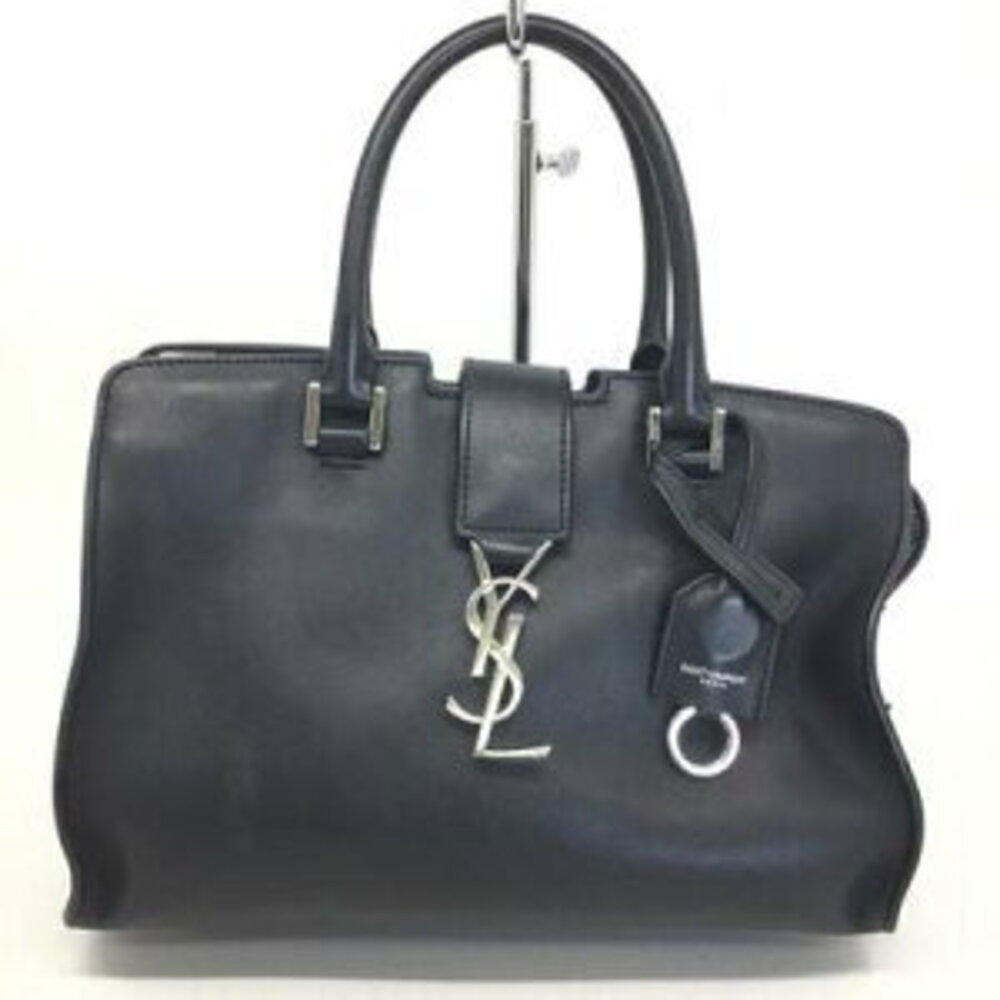 SAINT LAURENT Cabas Shoulder Handbag Leather Black at
